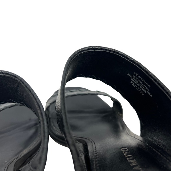 Vince Camuto Black Leather Snake Skin Kafinny Sandal Stacked Block Heel Size 7M - Picture 11 of 11
